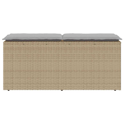 Banc de jardin avec coussin beige 110x40x44 cm résine tressée