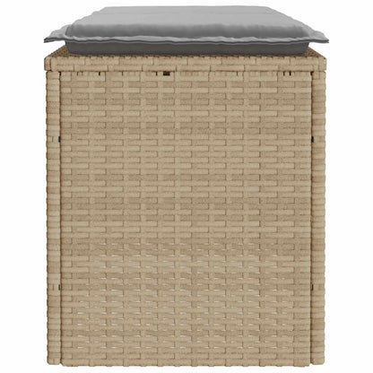 Banc de jardin avec coussin beige 110x40x44 cm résine tressée