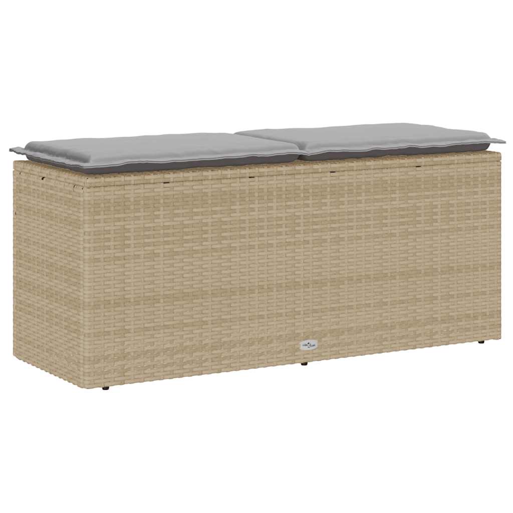 Banc de jardin avec coussin beige 110x40x44 cm résine tressée