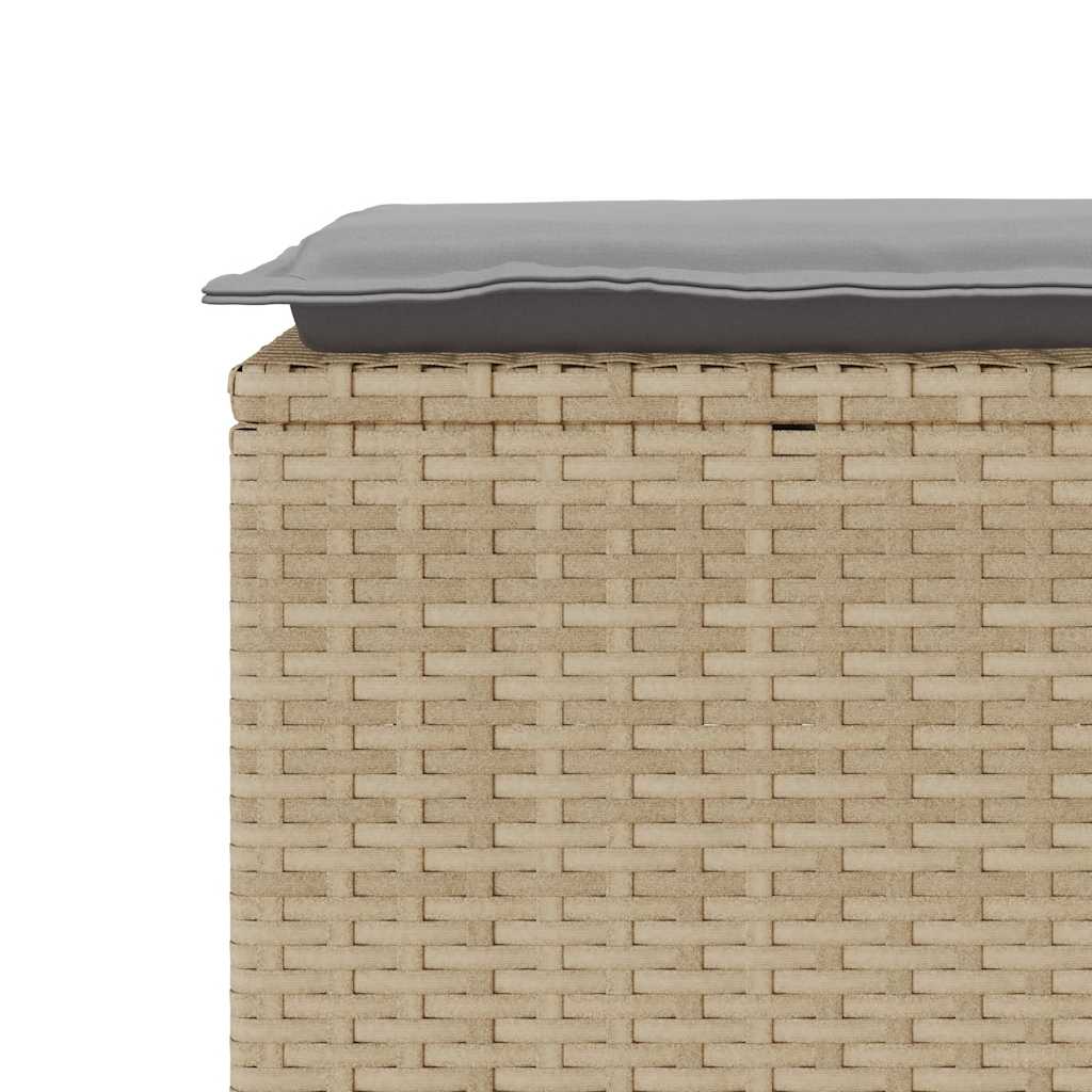 Banc de jardin avec coussin beige 110x40x44 cm résine tressée