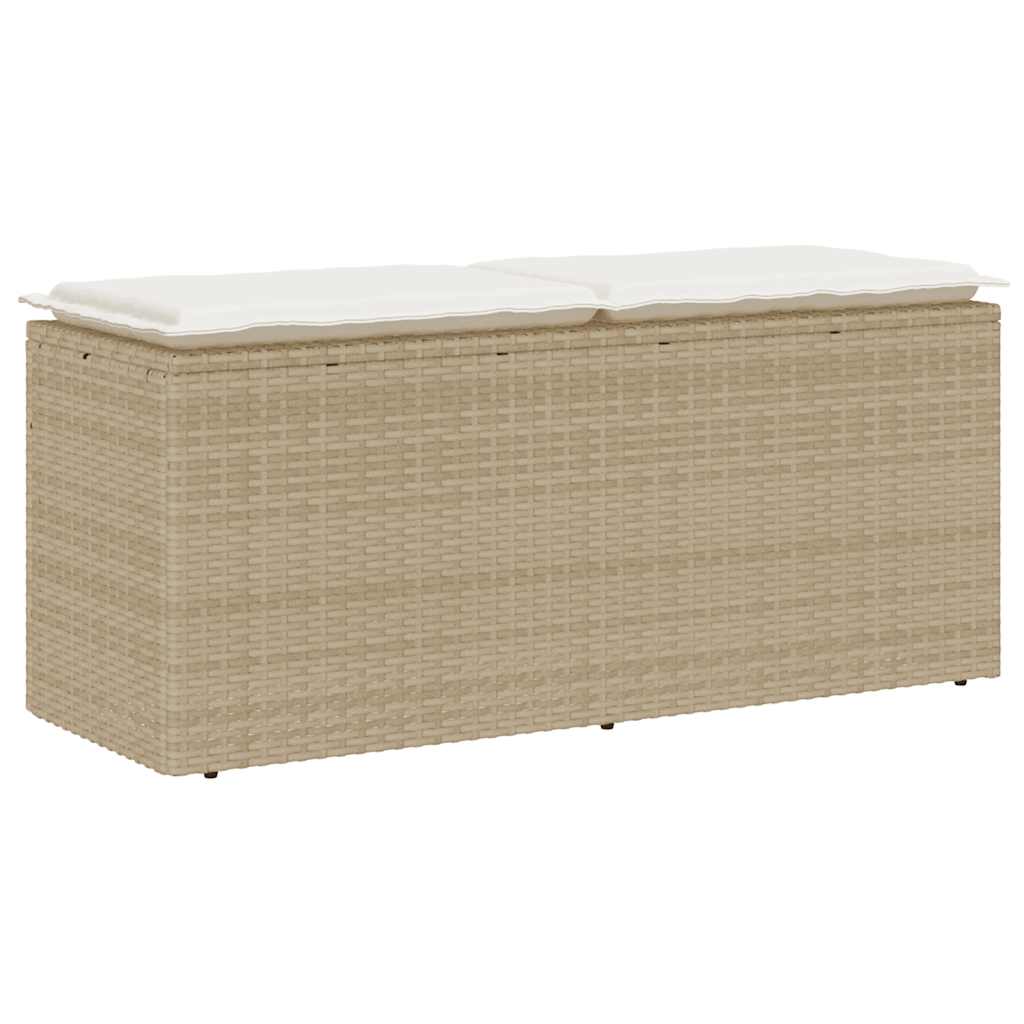 Banc de jardin avec coussin beige 110x40x44 cm résine tressée