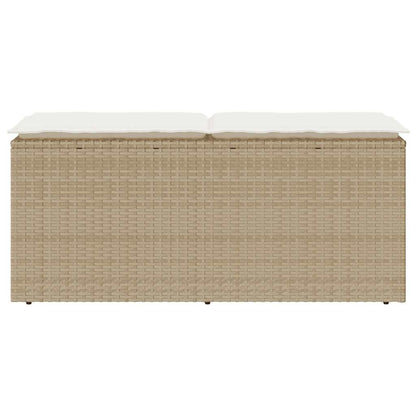 Banc de jardin avec coussin beige 110x40x44 cm résine tressée