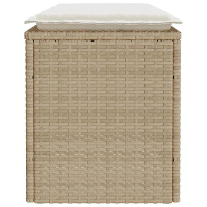 Banc de jardin avec coussin beige 110x40x44 cm résine tressée