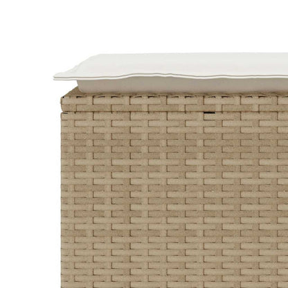 Banc de jardin avec coussin beige 110x40x44 cm résine tressée