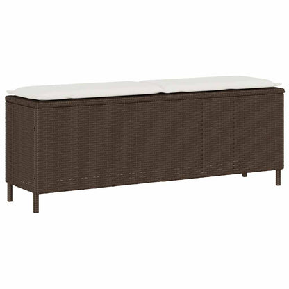 Banc de jardin avec coussin marron 110x30x40,5cm résine tressée