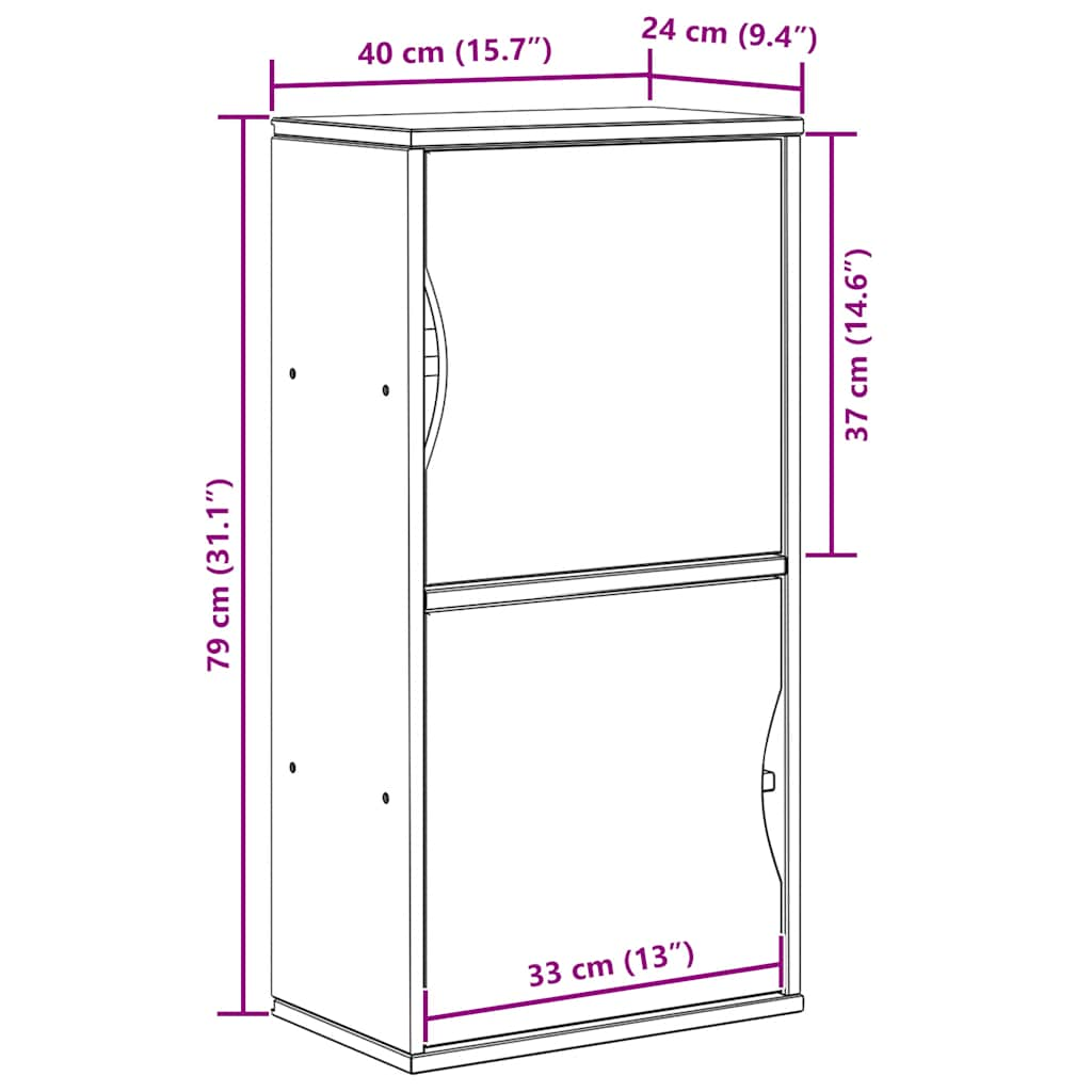 Armoire latérale ODDA 40x24x79 cm bois massif pin