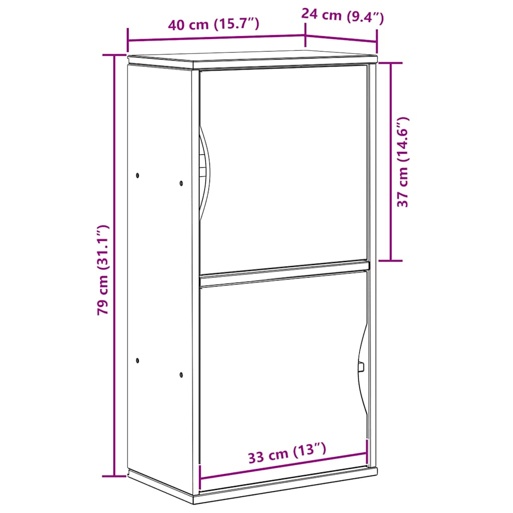 Armoire latérale ODDA blanc 40x24x79 cm bois massif pin