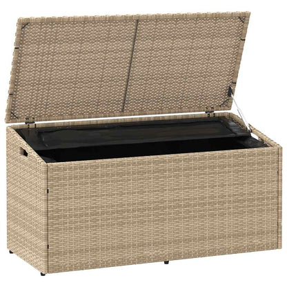 Boîte de rangement de jardin beige 110x50x58 cm résine tressée