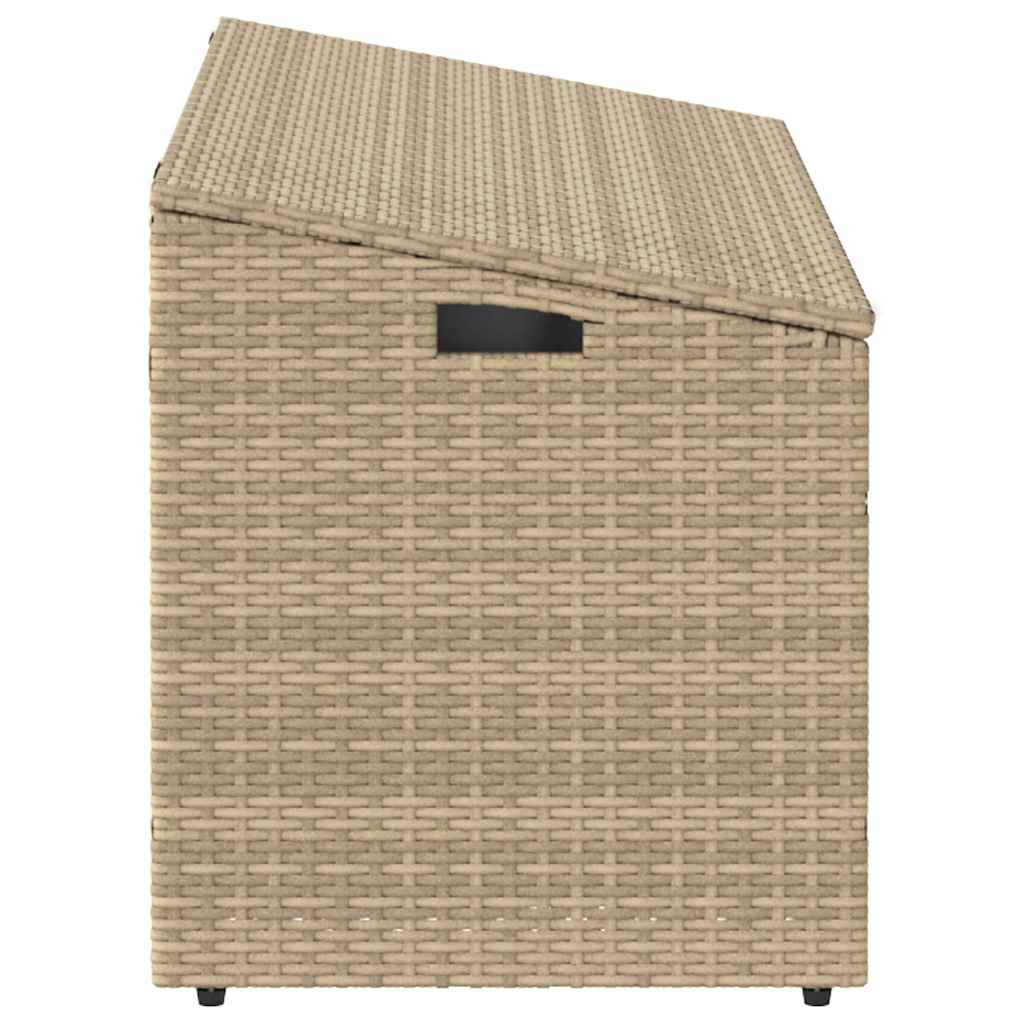 Boîte de rangement de jardin beige 110x50x58 cm résine tressée