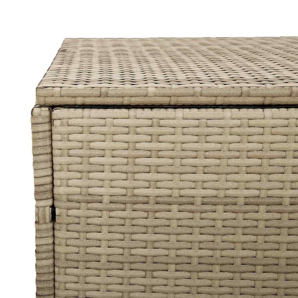 Boîte de rangement de jardin beige 110x50x58 cm résine tressée