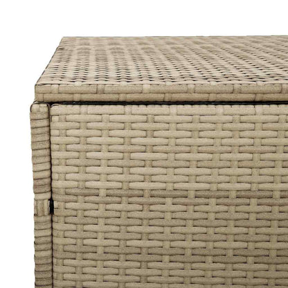 Boîte de rangement de jardin beige 110x50x58 cm résine tressée