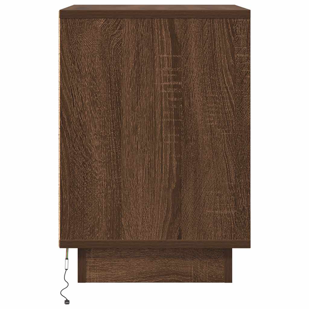 Table de chevet avec lumières LED chêne marron 38x34x50 cm