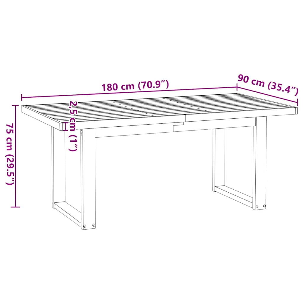 Table à manger NOAIN pieds en forme de U 180x90x75cm massif pin