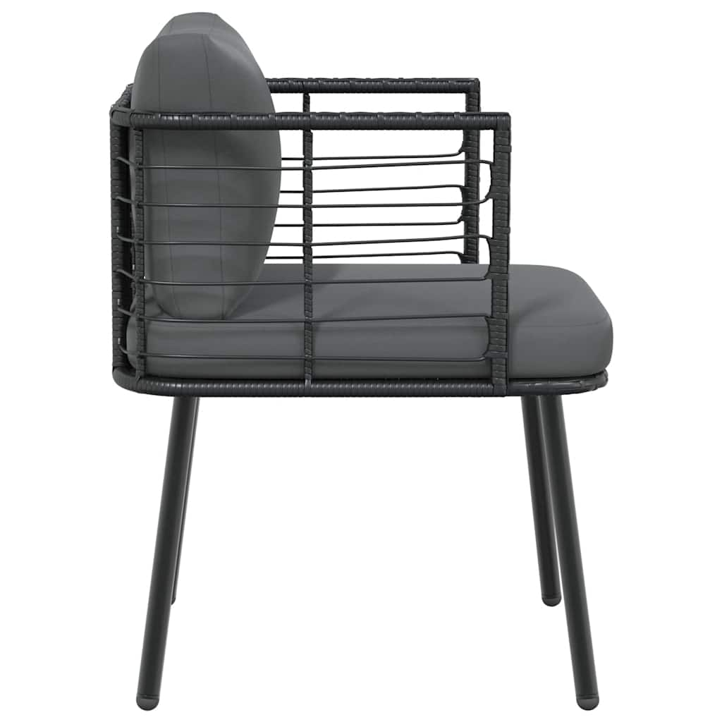 Chaises de jardin lot de 2 avec coussins noir résine tressée