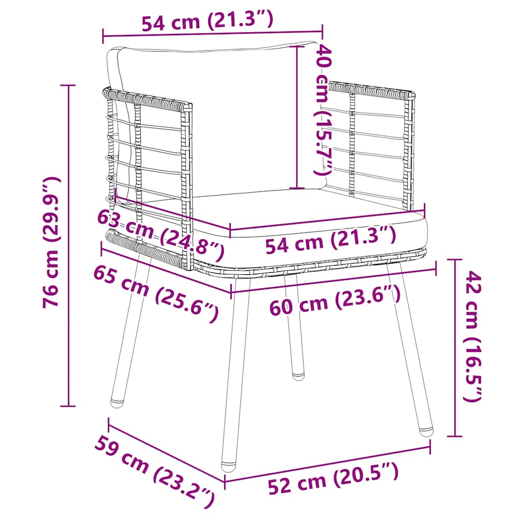 Chaises de jardin lot de 2 avec coussins noir résine tressée