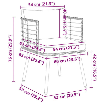 Chaises de jardin lot de 2 avec coussins noir résine tressée