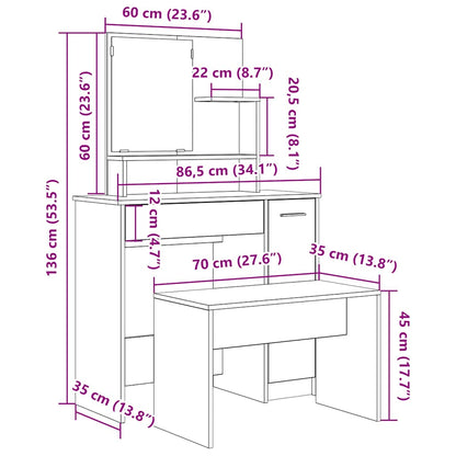 Ensemble de coiffeuse vieux bois bois d'ingénierie