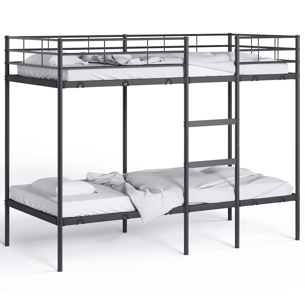 Lit superposé sans matelas noir 90x190 cm acier