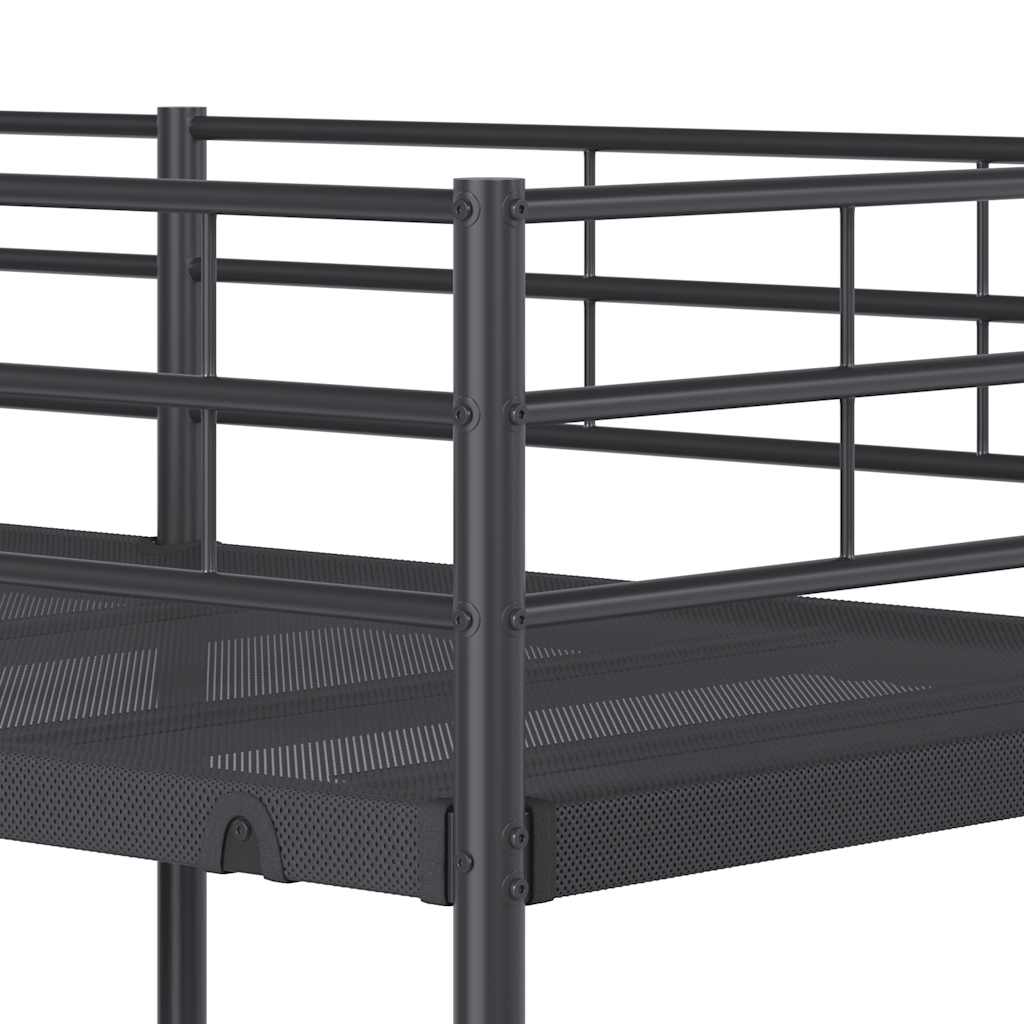 Lit superposé sans matelas noir 90x190 cm acier