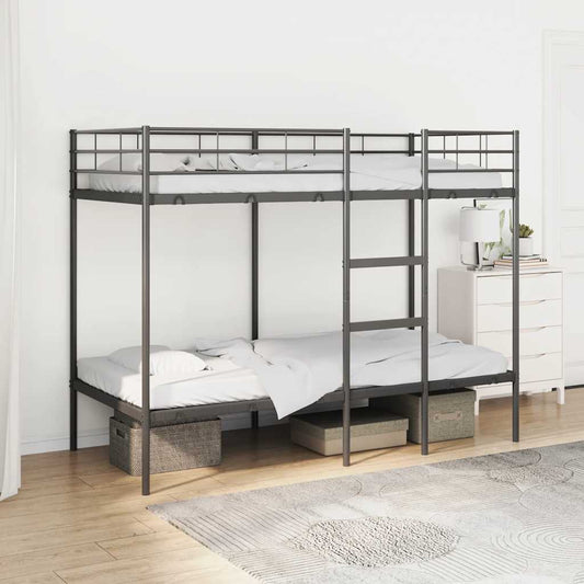 Lit superposé sans matelas noir 90x190 cm acier