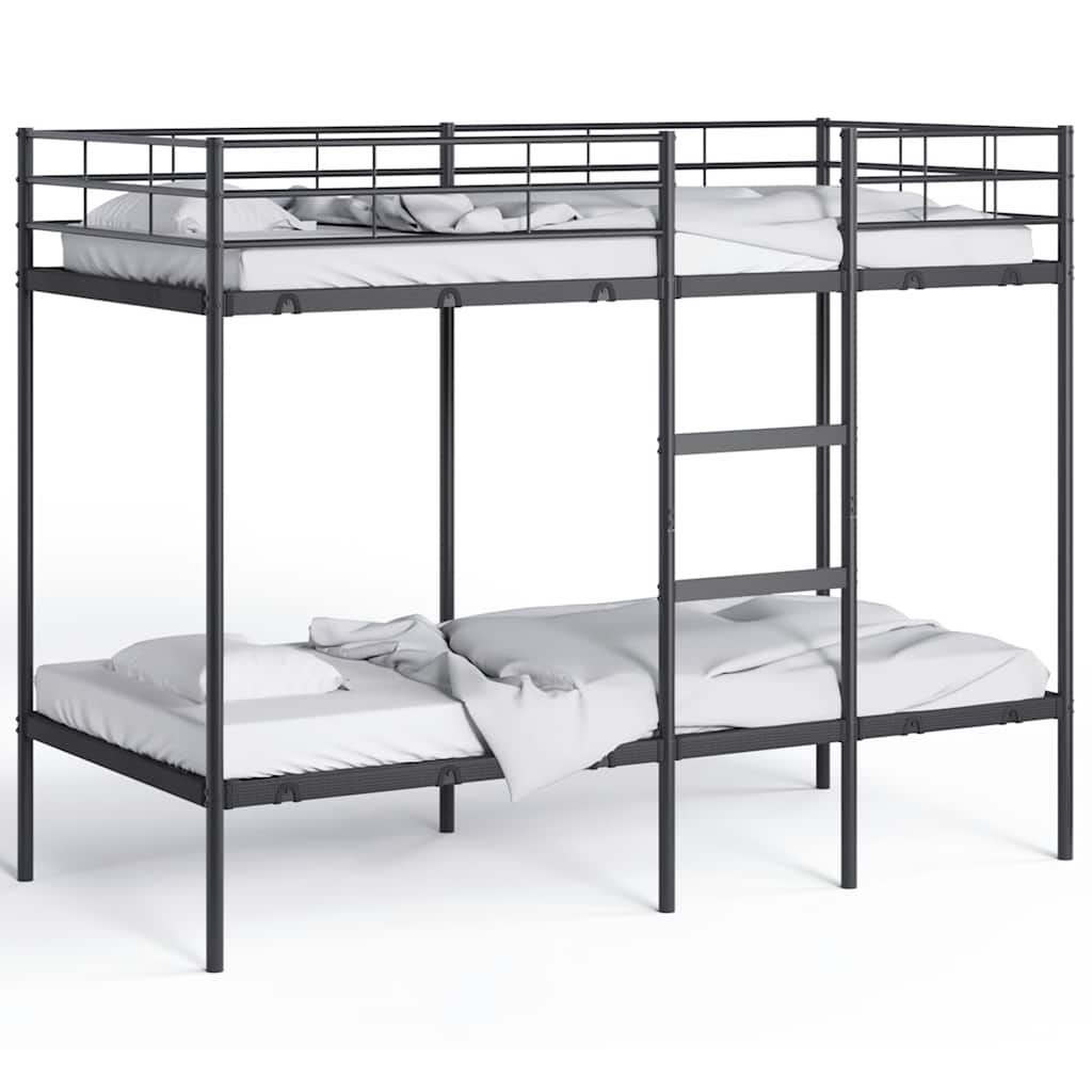 Lit superposé sans matelas noir 90x200 cm acier