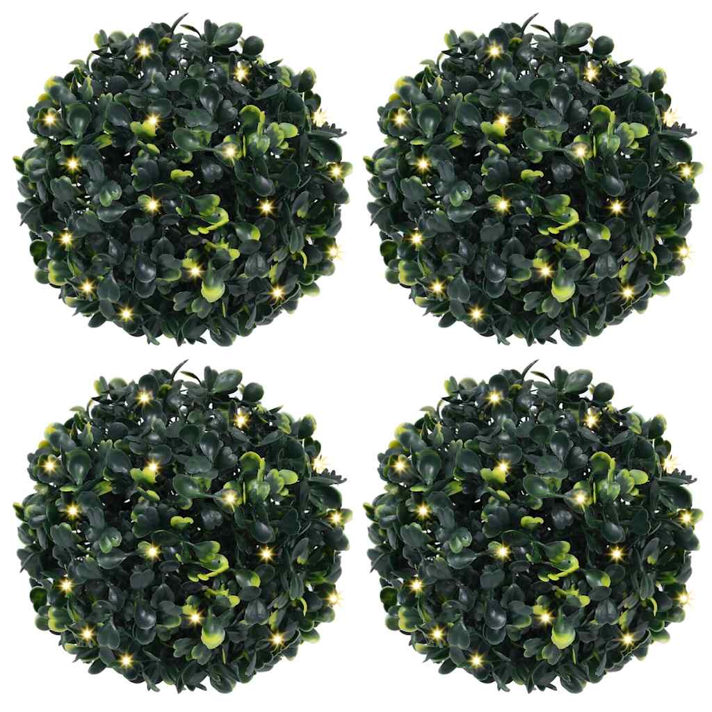 Boules de buis artificielles avec lumières LED 4 pcs vert 12 cm