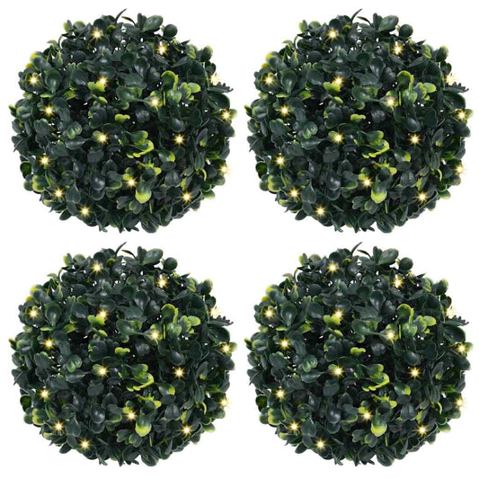 Boules de buis artificielles avec lumières LED 4 pcs vert 12 cm