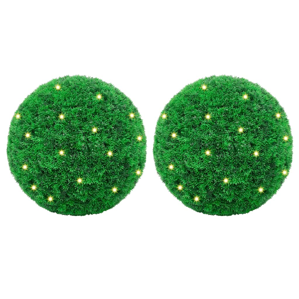 Boules de buis artificielles avec lumières LED 2 pcs vert 45 cm