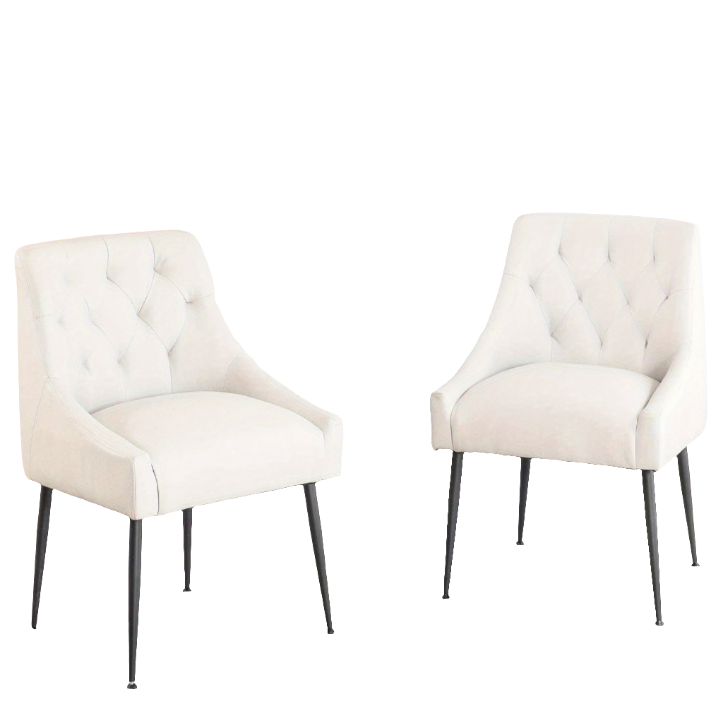 Ensemble de 2 chaises de salle à manger modernes DYHOME, chaises de salle à manger de cuisine du milieu du siècle avec coussins de 13.0 cm et pieds en métal, chaises de salle à manger rembourrées avec tige de traction arrière pour cuisine, salon (beige)