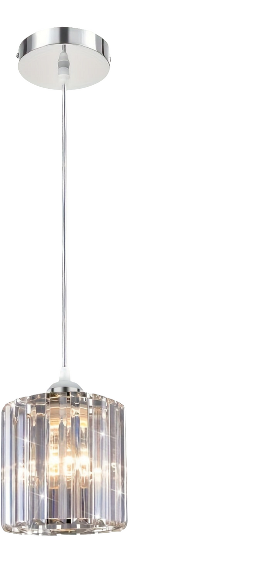 1pc Lustre Mini en Cristal à Hauteur Réglable - Métal, Finition Chromée,